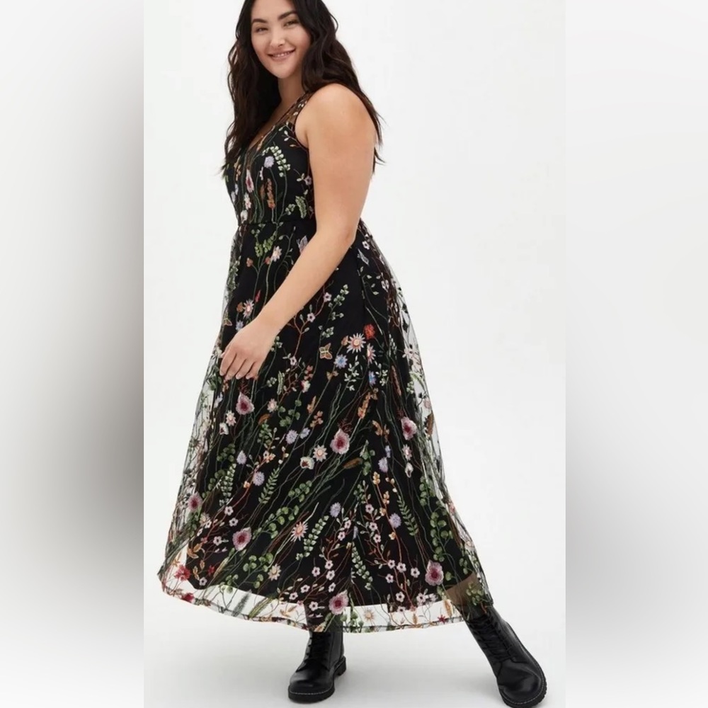 Torrid Black Floral Prom Dress